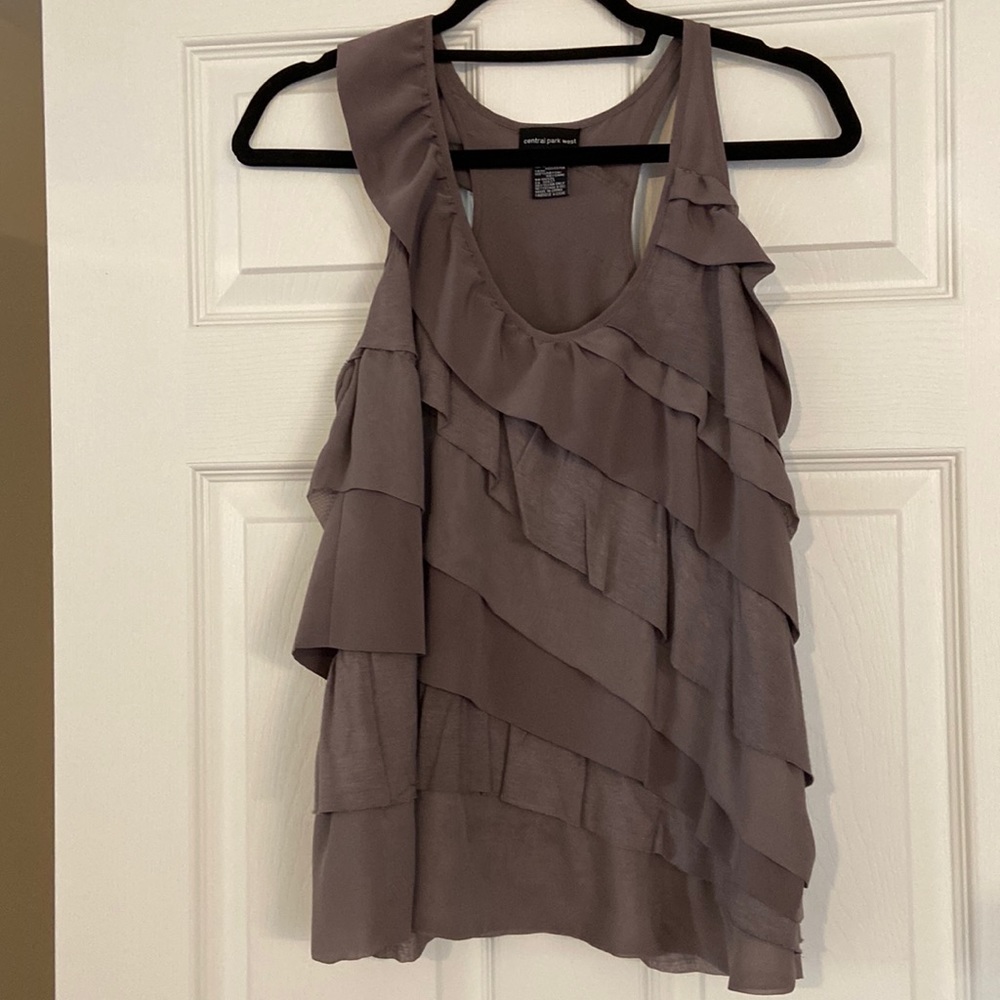 Asymmetric grey tiered blouse